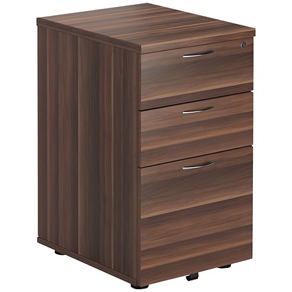 Jemini 3 Drawer Tall Mobile Pedestal, Walnut Jemini 3 Drawer Tall Mobile Pedestal, Walnut