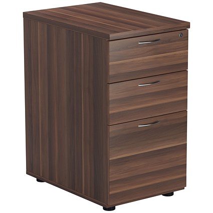 Jemini 3 Drawer Desk High Pedestal, 600mm Deep, Walnut Jemini 3 Drawer Desk High Pedestal, 600mm Deep, Walnut