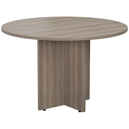 Jemini Round Meeting Table, 1100mm Wide, Grey Oak