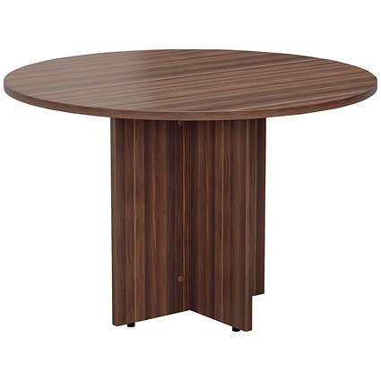 Jemini Round Meeting Table, 1100mm Wide, Walnut