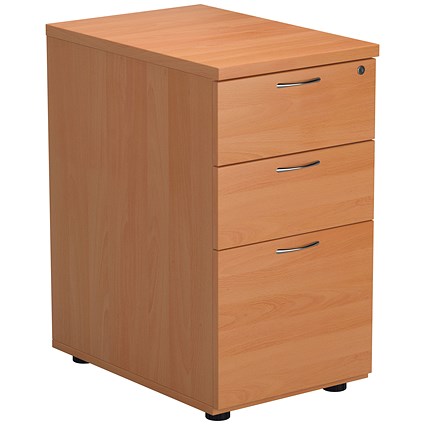 Jemini 3 Drawer Desk High Pedestal, 600mm Deep, Beech Jemini 3 Drawer Desk High Pedestal, 600mm Deep, Beech
