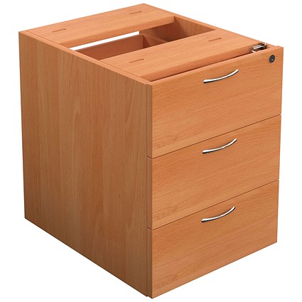 Jemini 3 Drawer Fixed Pedestal, 500mm Deep, Beech Jemini 3 Drawer Fixed Pedestal, 500mm Deep, Beech