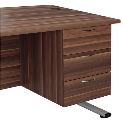 Jemini 3 Drawer Fixed Pedestal, 500mm Deep, Walnut Jemini 3 Drawer Fixed Pedestal, 500mm Deep, Walnut