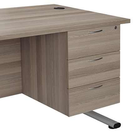 Jemini 3 Drawer Fixed Pedestal, 500mm Deep, Grey Oak Jemini 3 Drawer Fixed Pedestal, 500mm Deep, Grey Oak