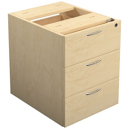 Jemini 3 Drawer Fixed Pedestal, 500mm Deep, Maple Jemini 3 Drawer Fixed Pedestal, 500mm Deep, Maple