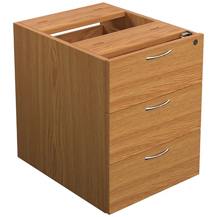 Jemini 3 Drawer Fixed Pedestal, 500mm Deep, Oak Jemini 3 Drawer Fixed Pedestal, 500mm Deep, Oak