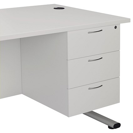 Jemini 3 Drawer Fixed Pedestal, 500mm Deep, White Jemini 3 Drawer Fixed Pedestal, 500mm Deep, White