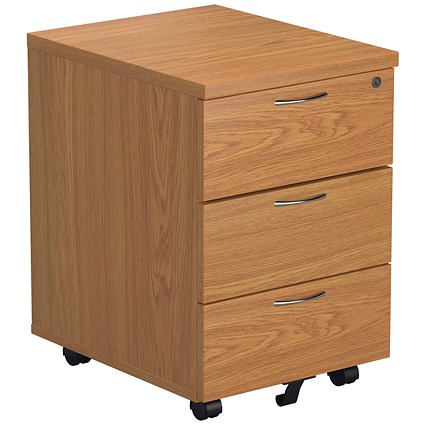 Jemini 3 Drawer Mobile Pedestal, Oak Jemini 3 Drawer Mobile Pedestal, Oak