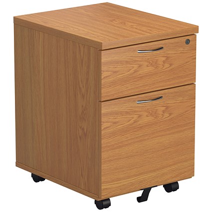 First 2 Drawer Mobile Pedestal, Oak