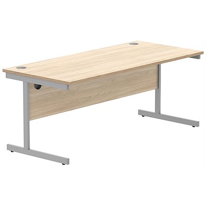 Astin 1800mm Rectangular Desk, Silver Cantilever Legs, Oak