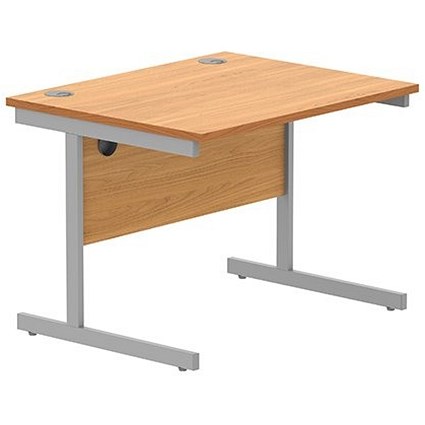 Astin 800mm Rectangular Desk, Silver Cantilever Legs, Beech