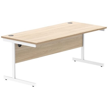 Astin 1800mm Rectangular Desk, White Cantilever Legs, Oak
