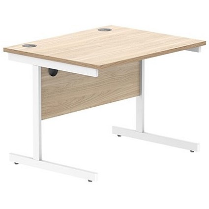 Astin 800mm Rectangular Desk, White Cantilever Legs, Oak Astin 800mm Rectangular Desk, White Cantilever Legs, Oak