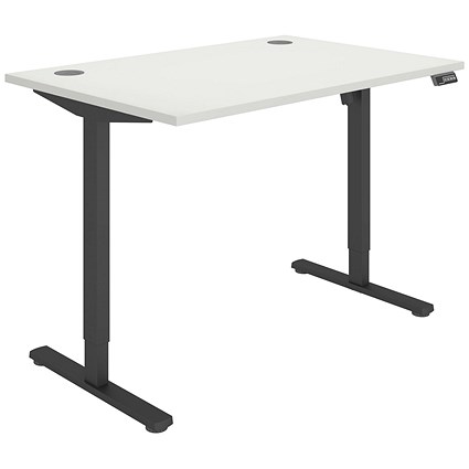 Polaris Single Motor Sit-Stand Desk, Black Leg, 1200mm, White Top