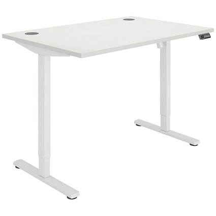 Polaris Single Motor Sit-Stand Desk, White Leg, 1200mm, White Top