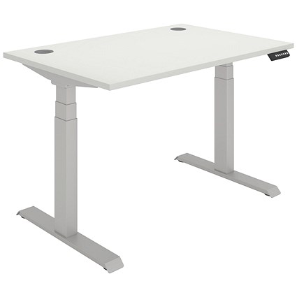 Polaris Dual Motor Sit-Stand Desk, Silver Leg, 1200mm, White Top