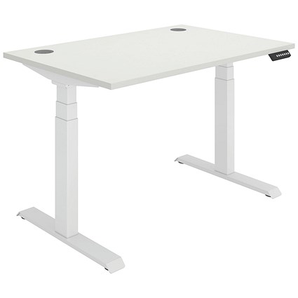 Polaris Dual Motor Sit-Stand Desk, White Leg, 1200mm, White Top