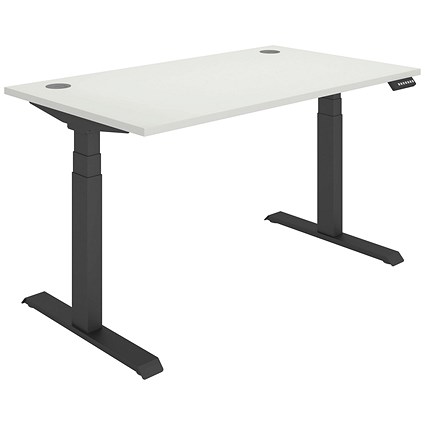Polaris Dual Motor Sit-Stand Desk, Black Leg, 1400mm, White Top