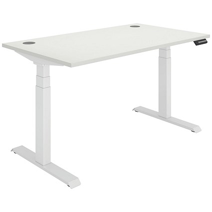 Polaris Dual Motor Sit-Stand Desk, White Leg, 1400mm, White Top