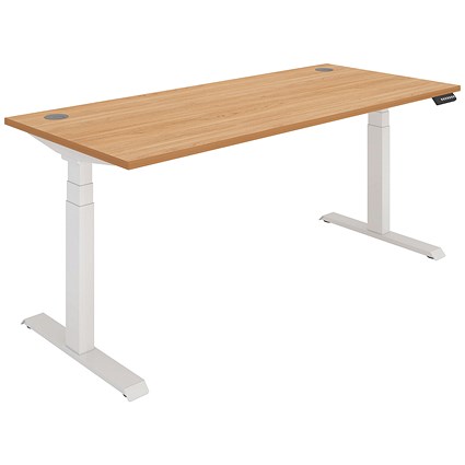 Polaris Dual Motor Sit-Stand Desk, White Leg, 1800mm, Beech Top
