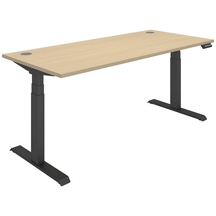 Polaris Dual Motor Sit-Stand Desk, Black Leg, 1800mm, Oak Top