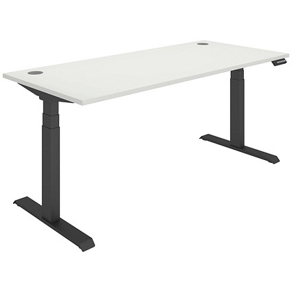 Polaris Dual Motor Sit-Stand Desk, Black Leg, 1800mm, White Top
