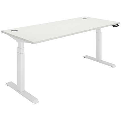Polaris Dual Motor Sit-Stand Desk, White Leg, 1800mm, White Top