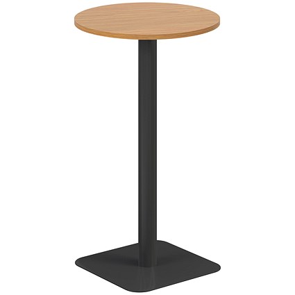 Jemini Origin Round Table, 600mm Wide, 1145mm High, Black Leg, Oak
