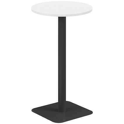 Jemini Origin Round Table, 600mm Wide, 1145mm High, Black Leg, White