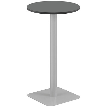 Jemini Origin Round Table, 600mm Wide, 1145mm High, Silver Leg, Black Jemini Origin Round Table, 600mm Wide, 1145mm High, Silver Leg, Black