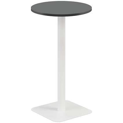 Jemini Origin Round Table, 600mm Wide, 1145mm High, White Leg, Black