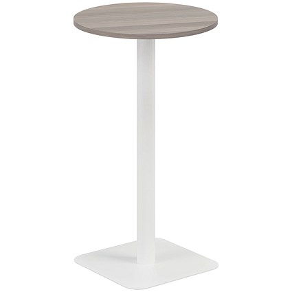 Jemini Origin Round Table, 600mm Wide, 1145mm High, White Leg, Grey Oak