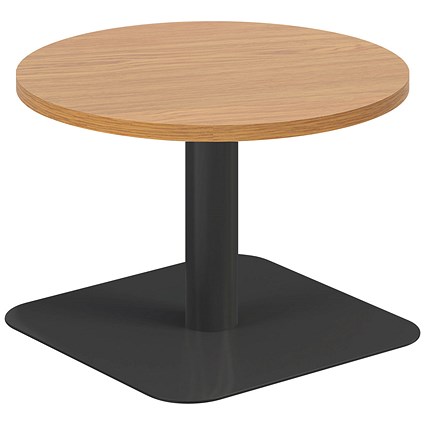 Jemini Origin Round Table, 600mm Wide, 430mm High, Black Leg, Oak