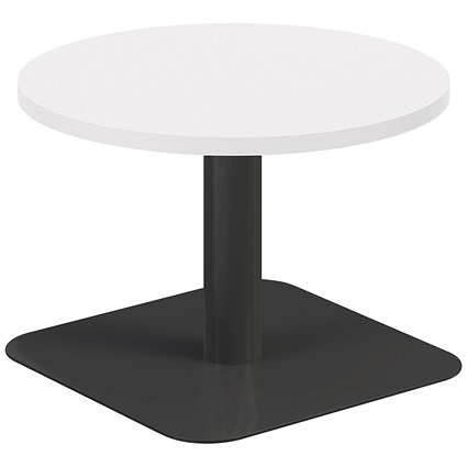 Jemini Origin Round Table, 600mm Wide, 430mm High, Black Leg, White