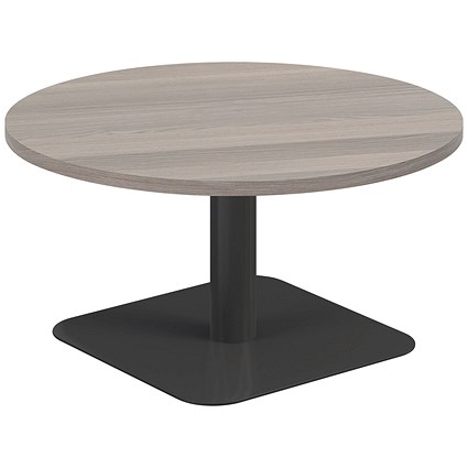 Jemini Origin Round Table, 800mm Wide, 430mm High, Black Leg, Grey Oak