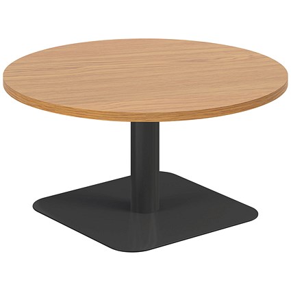 Jemini Origin Round Table, 800mm Wide, 430mm High, Black Leg, Oak