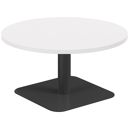 Jemini Origin Round Table, 800mm Wide, 430mm High, Black Leg, White