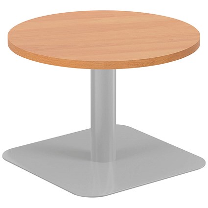 Jemini Origin Round Table, 600mm Wide, 430mm High, Silver Leg, Beech