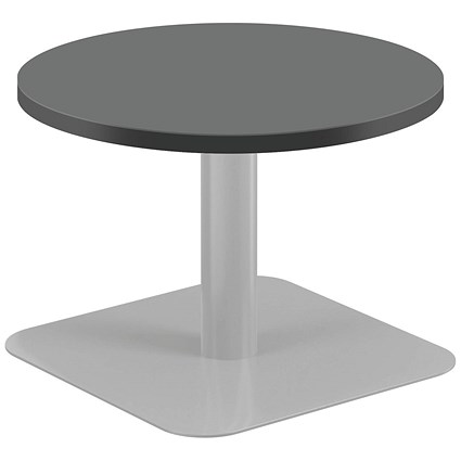 Jemini Origin Round Table, 600mm Wide, 430mm High, Silver Leg, Black Jemini Origin Round Table, 600mm Wide, 430mm High, Silver Leg, Black