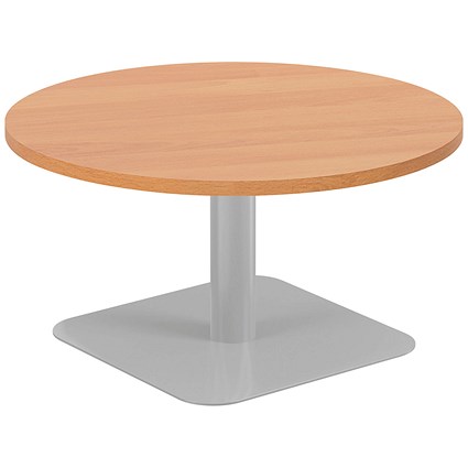 Jemini Origin Round Table, 800mm Wide, 430mm High, Silver Leg, Beech