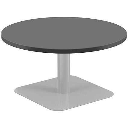 Jemini Origin Round Table, 800mm Wide, 430mm High, Silver Leg, Black