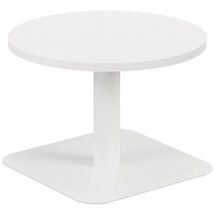 Jemini Origin Round Table, 600mm Wide, 430mm High, White Leg, White Jemini Origin Round Table, 600mm Wide, 430mm High, White Leg, White