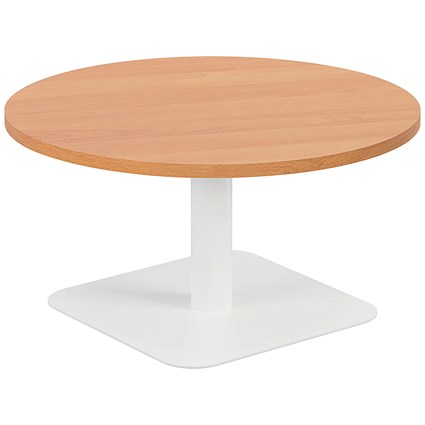 Jemini Origin Round Table, 800mm Wide, 430mm High, White Leg, Beech