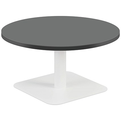 Jemini Origin Round Table, 800mm Wide, 430mm High, White Leg, Black
