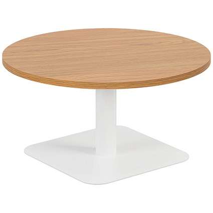 Jemini Origin Round Table, 800mm Wide, 430mm High, White Leg, Oak