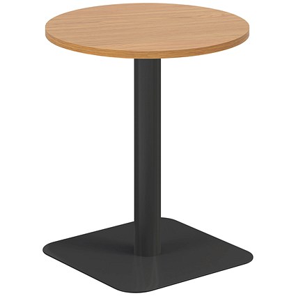 Jemini Origin Round Table, 600mm Wide, 725mm High, Black Leg, Oak