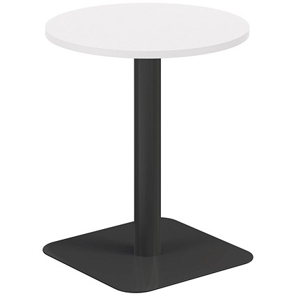 Jemini Origin Round Table, 600mm Wide, 725mm High, Black Leg, White
