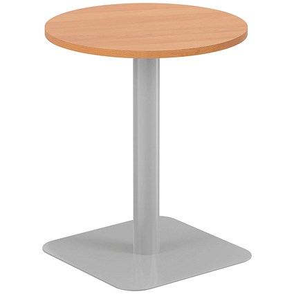 Jemini Origin Round Table, 600mm Wide, 725mm High, Silver Leg, Beech