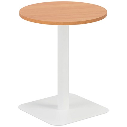 Jemini Origin Round Table, 600mm Wide, 725mm High, White Leg, Beech