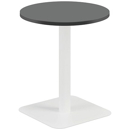 Jemini Origin Round Table, 600mm Wide, 725mm High, White Leg, Black